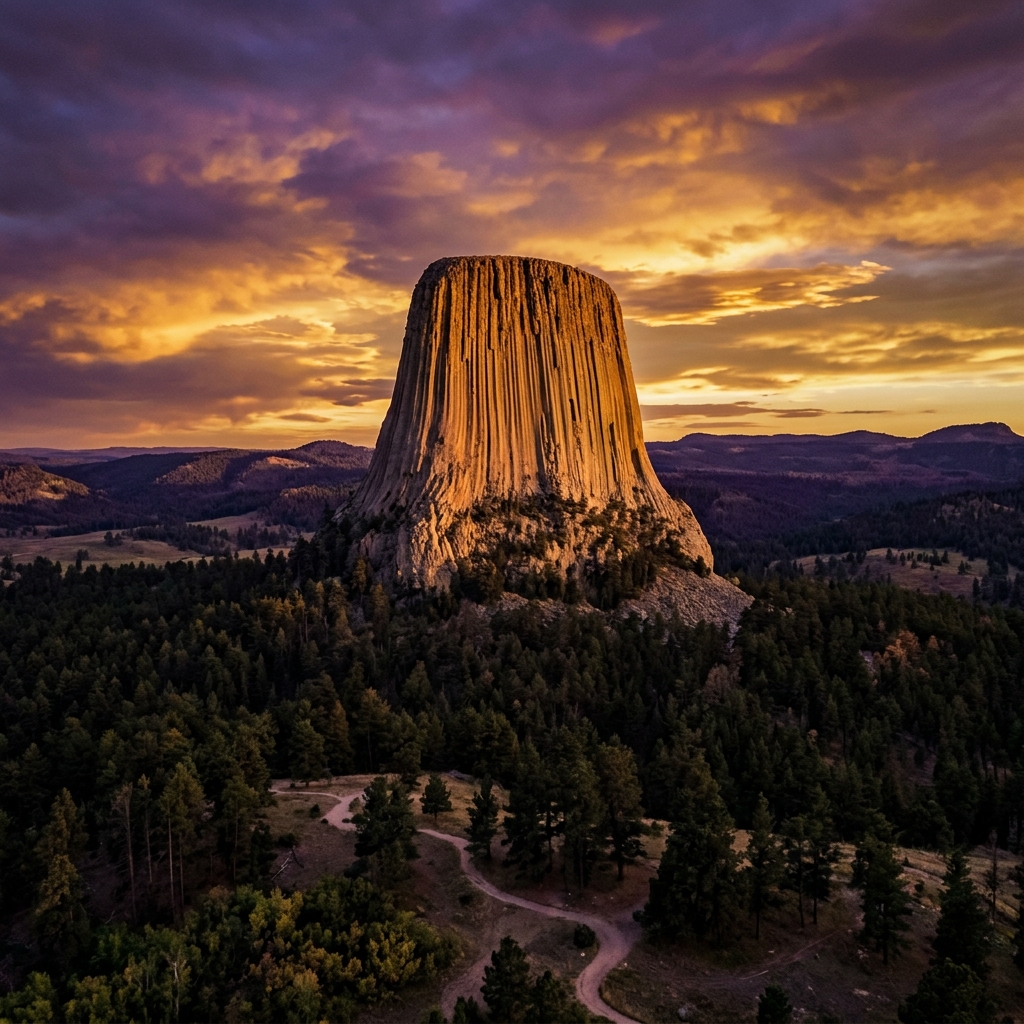 Devils Tower at sunset