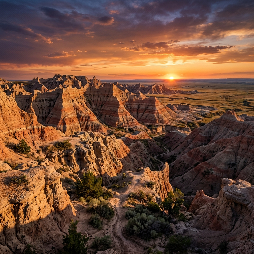Badlands sunset panorama